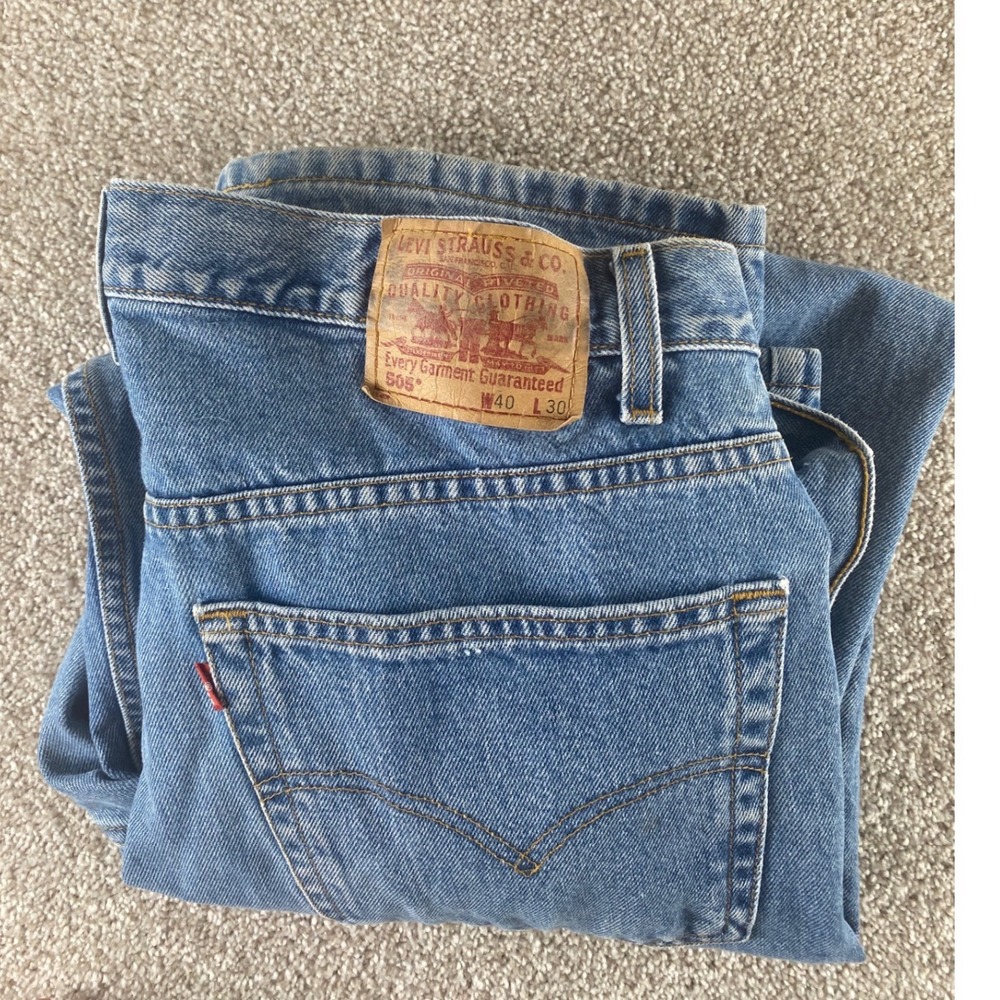 Vintage Levis 505 Regular Straight Leg Jeans Mens 40x30 Medium Wash Blue Denim